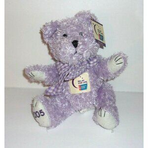 Relay for Life Purple Teddy Bear Gingham Ribbon Bow 2005 Plush Small 6"
